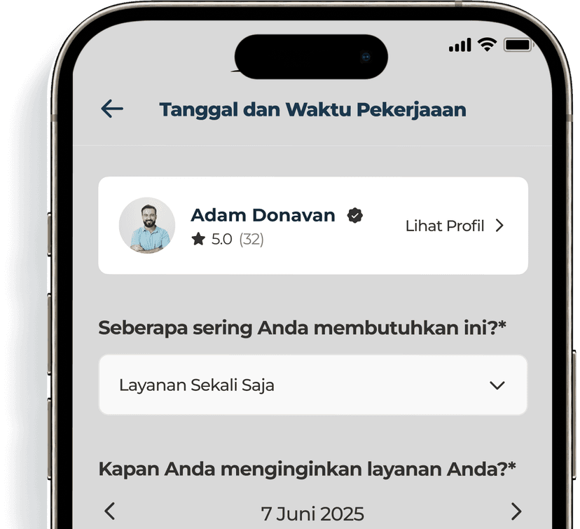 Mockup aplikasi HomeWorkers jadwal pekerjaan